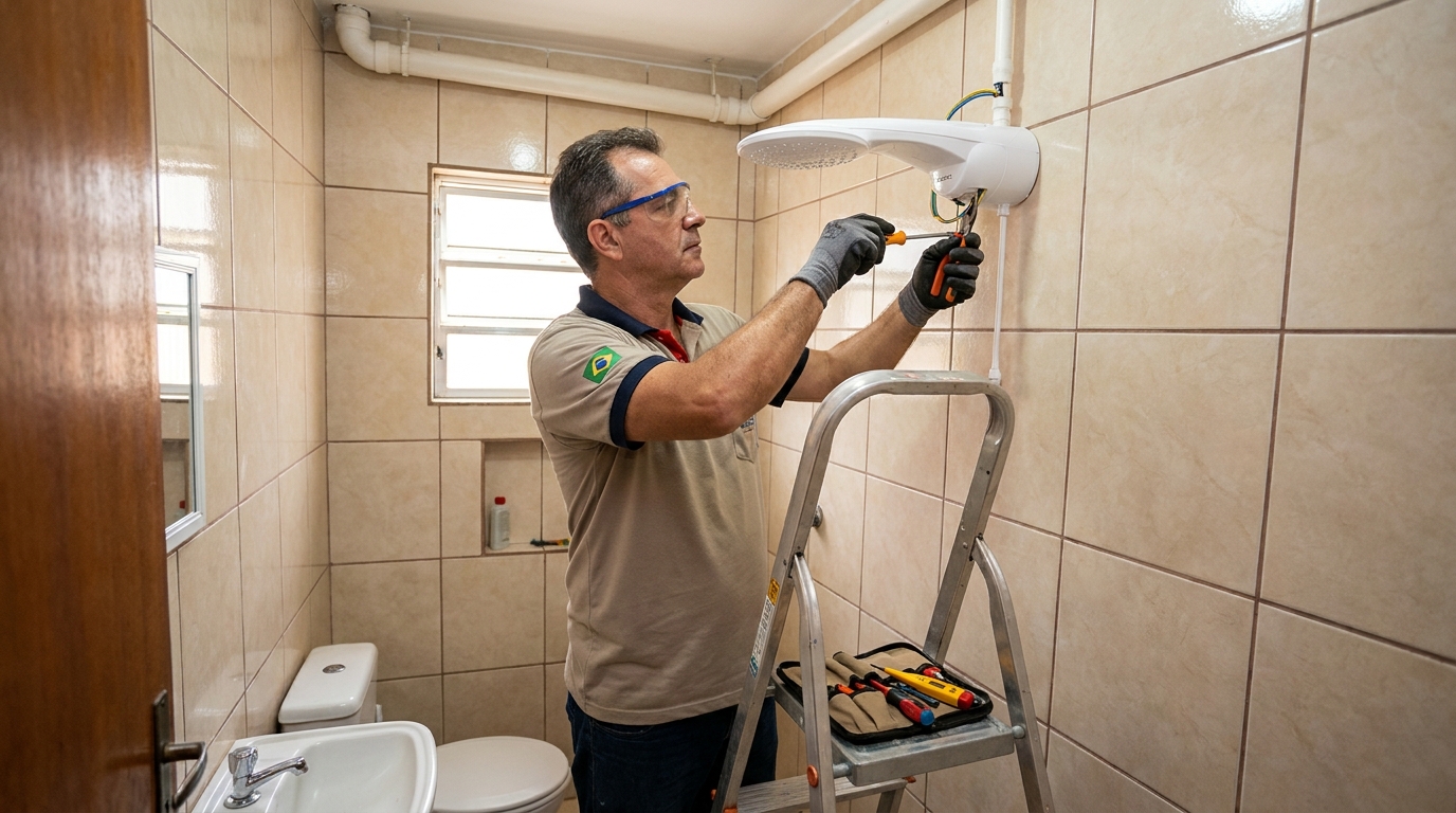 Substituição de Chuveiro Antigo em Pindorama, Mogi das Cruzes‑SP
